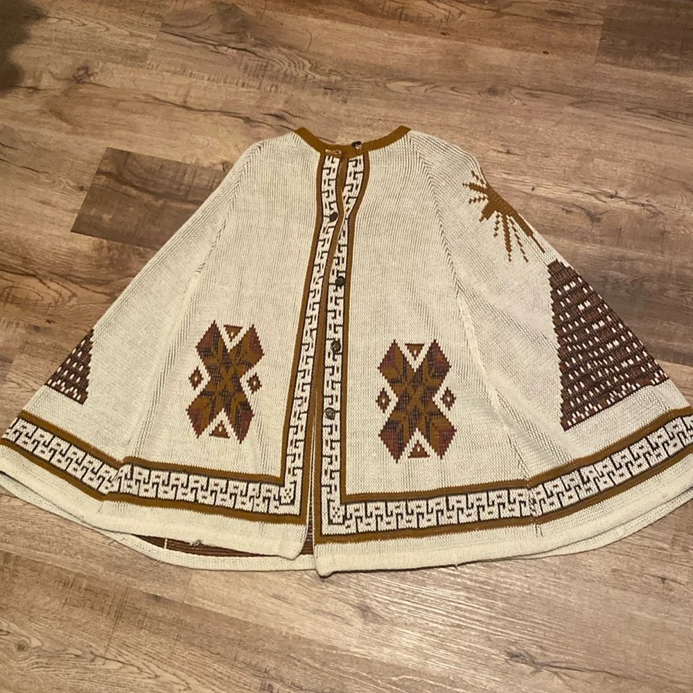 Vintage Sears Kachina Aztec Tribal Cape Poncho